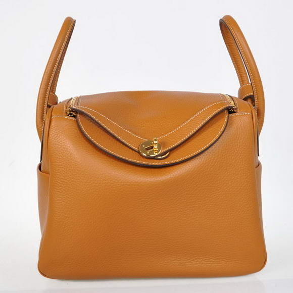 High Quality Replica Hermes Lindy 30CM Havanne Handbags 1057 Camel Leather Golden Hardware